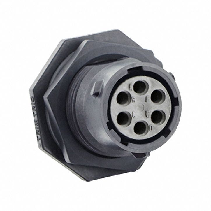 Electrical Connector: Trim Trio UTSX 10, Jam Nut Receptacle, 6 Contacts, 4.5 A, 250V