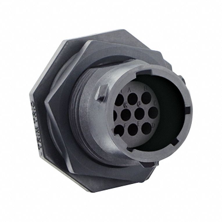 Electrical Connector: Trim Trio UTSX 12, Jam Nut Receptacle, 10 Contacts, 4.5 A, 250V