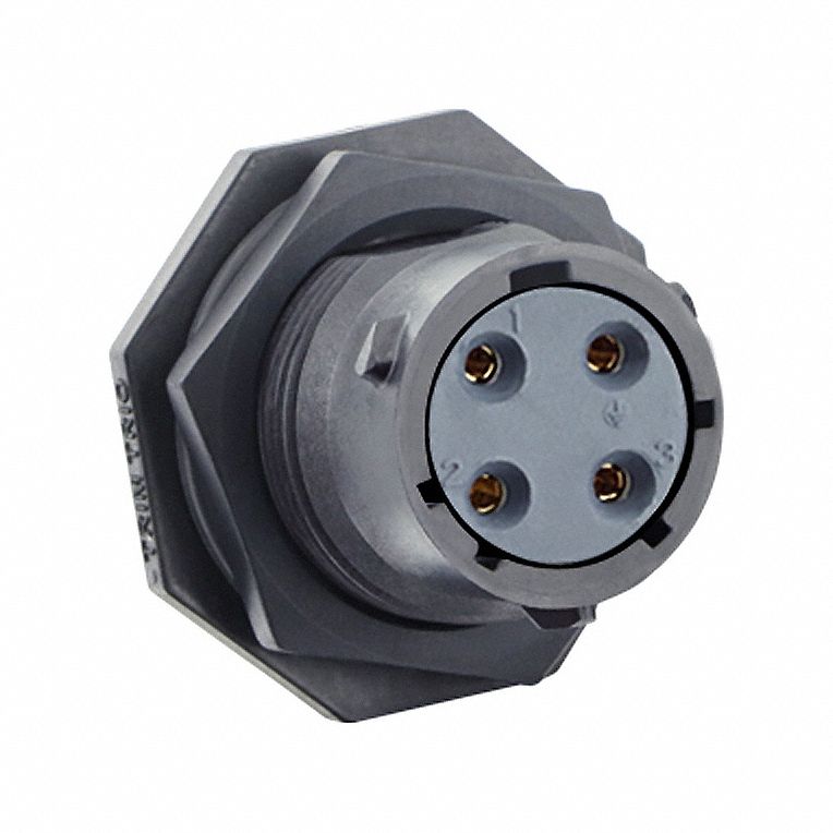 Electrical Connector: Trim Trio UTSX 12, Jam Nut Receptacle, 4 Contacts, 13 A, 600V