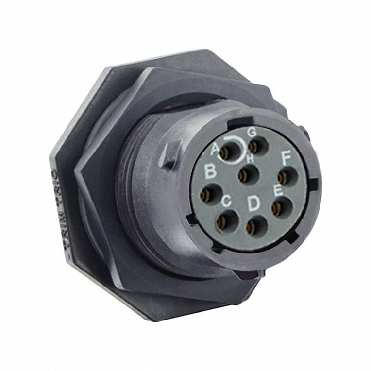 Electrical Connector: Trim Trio UTSX 12, Jam Nut Receptacle, 8 Contacts, 4.5 A, 250V