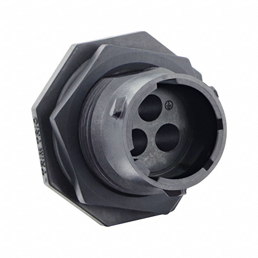 Electrical Connector: Trim Trio UTSX 14, Jam Nut Receptacle, 2 + Ground Contacts, 44 A, 600V