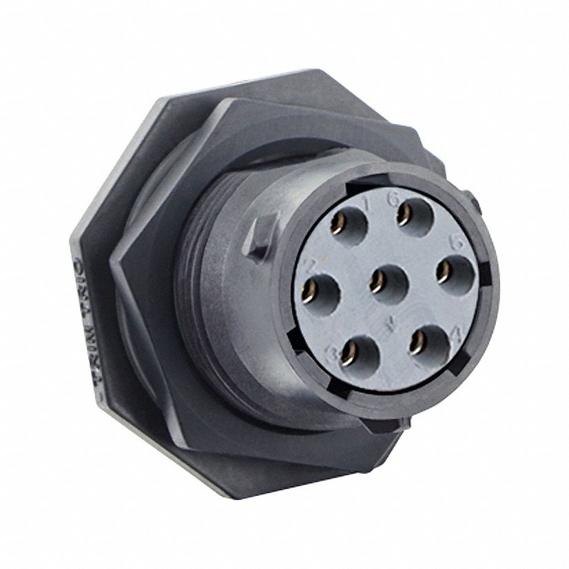 Electrical Connector: Trim Trio UTSX 14, Jam Nut Receptacle, 7 Contacts, 12 A, 600V