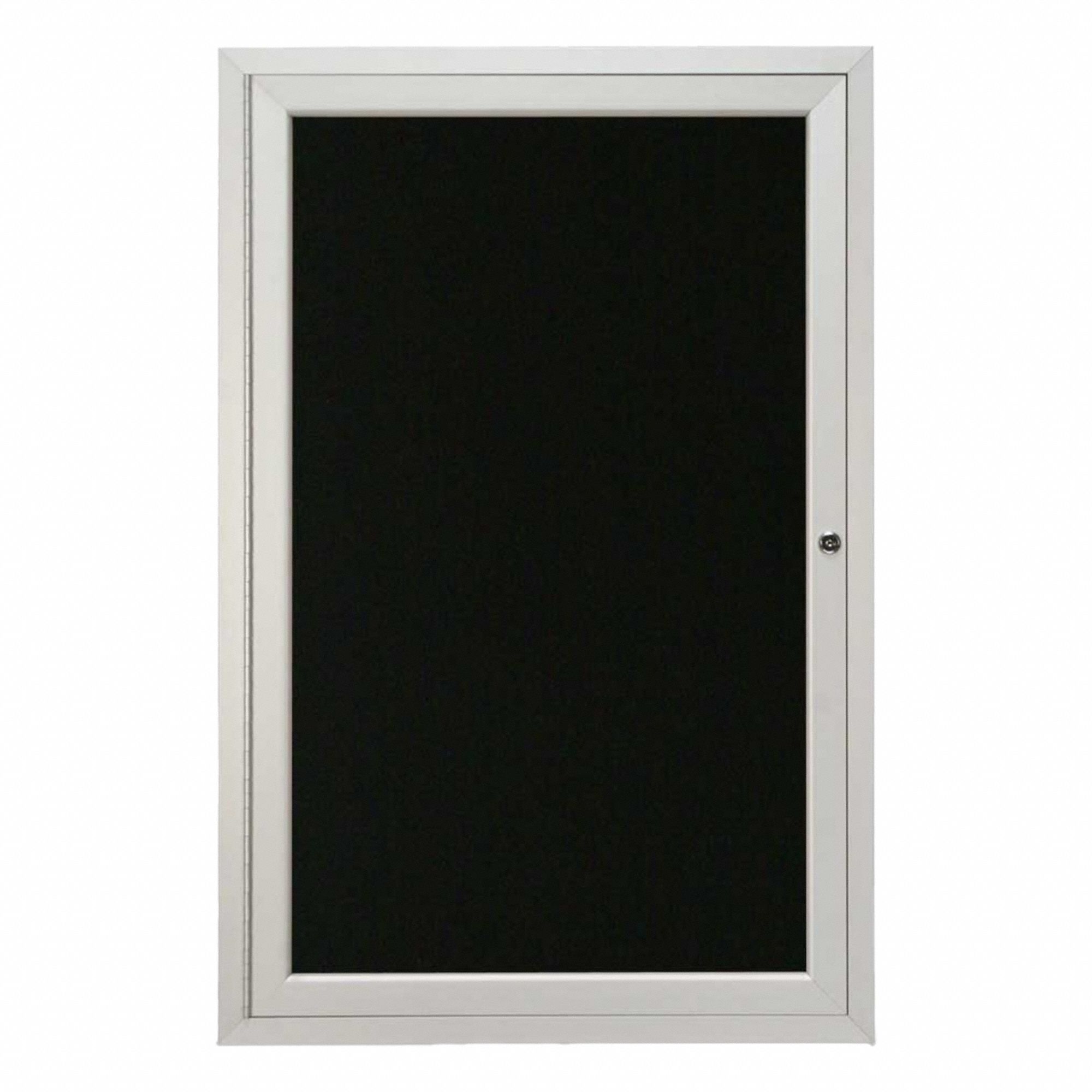 Enclosed Dry Erase Board: Swing Door, Acrylic/Aluminum, 36 in Overall Ht