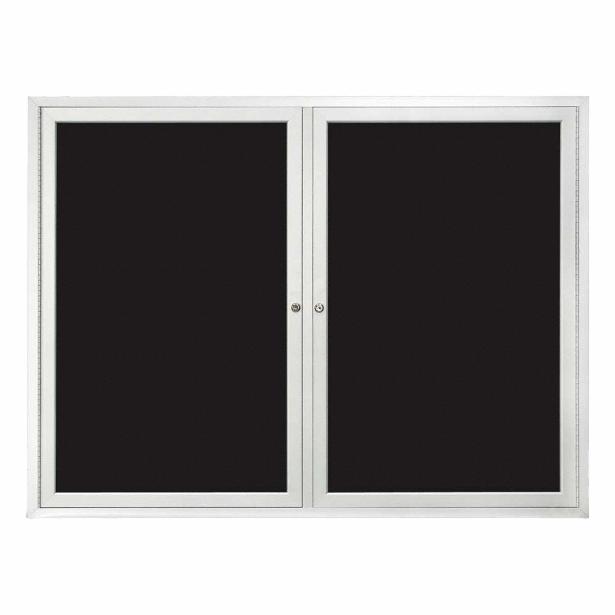 Enclosed Dry Erase Board: Swing Door, Acrylic/Aluminum, 36 in Overall Ht