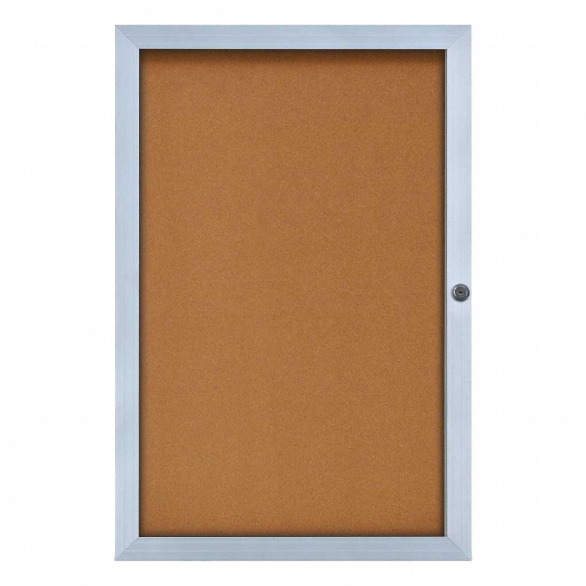 UNITED VISUAL PRODUCTS UVEB2436-SATIN-CORK Enclosed Bulletin Board,Cork,24"x36"