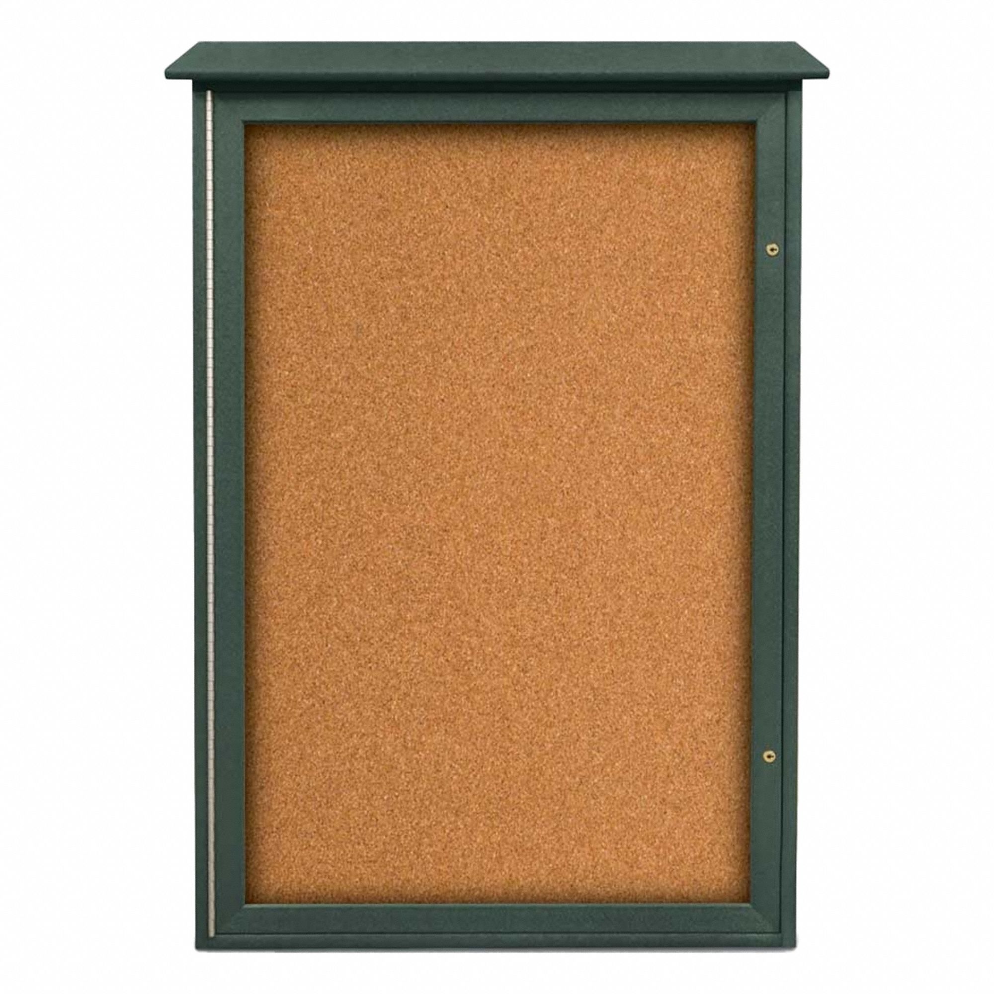 Enclosed Bulletin Board: Swing Door, Acrylic/Plastic, 48 in Overall Ht, Green