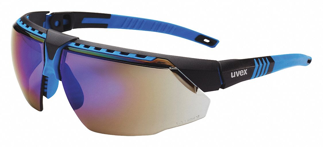 LUNETTES SEC, CSA / ANSI, RÉSISTE RAYURES / PROTECTION UV, LENTILLE MIROIR BLEU / COUCHE DURE, PC