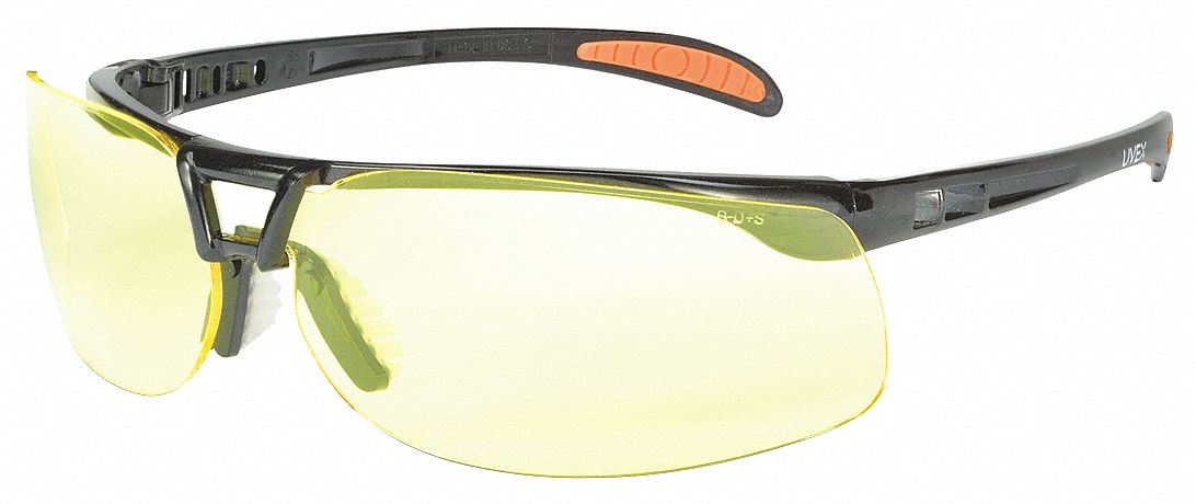 LUNETTES DE SÉCURITÉ, DEMI-MONTURE, ENVELOPPANTES, PC, HYDROSHIELD, ANTIBUÉE, NOIR/AMBRE, CSA, UV