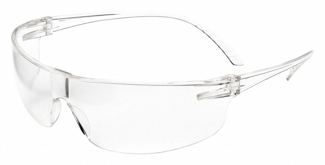 FRAMELESS SAFETY GLASSES, CSA/ANSI, SCRATCH-RESIST/UV-PROTECT, CLEAR LENS, PC