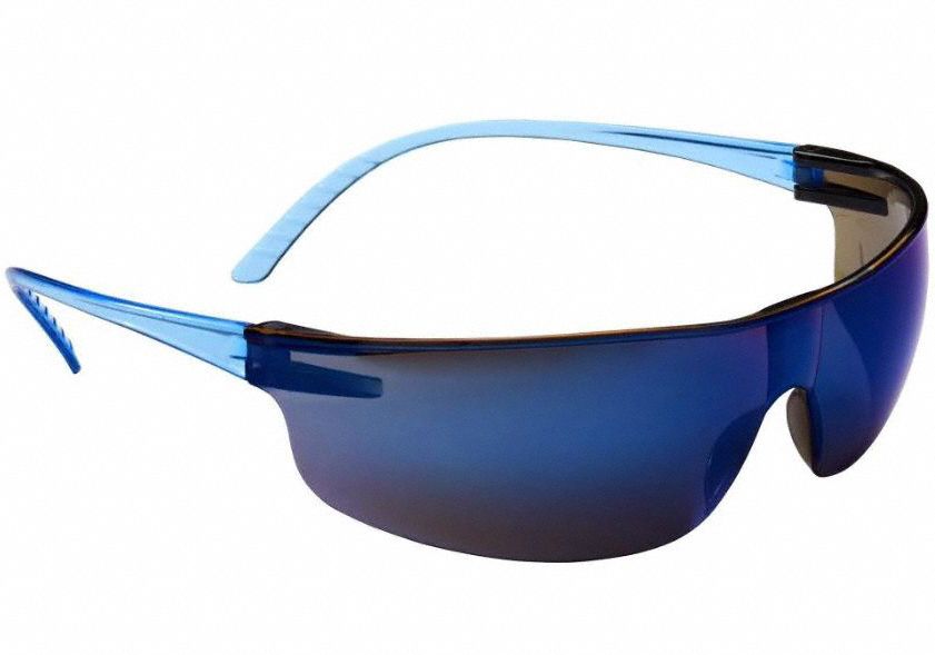 LUNETTES PROT S/ MONTURE, CSA / ANSI, RÉSISTE RAYURES / PROTECTION UV, LENTILLE BLEUE - MIROIR, PC