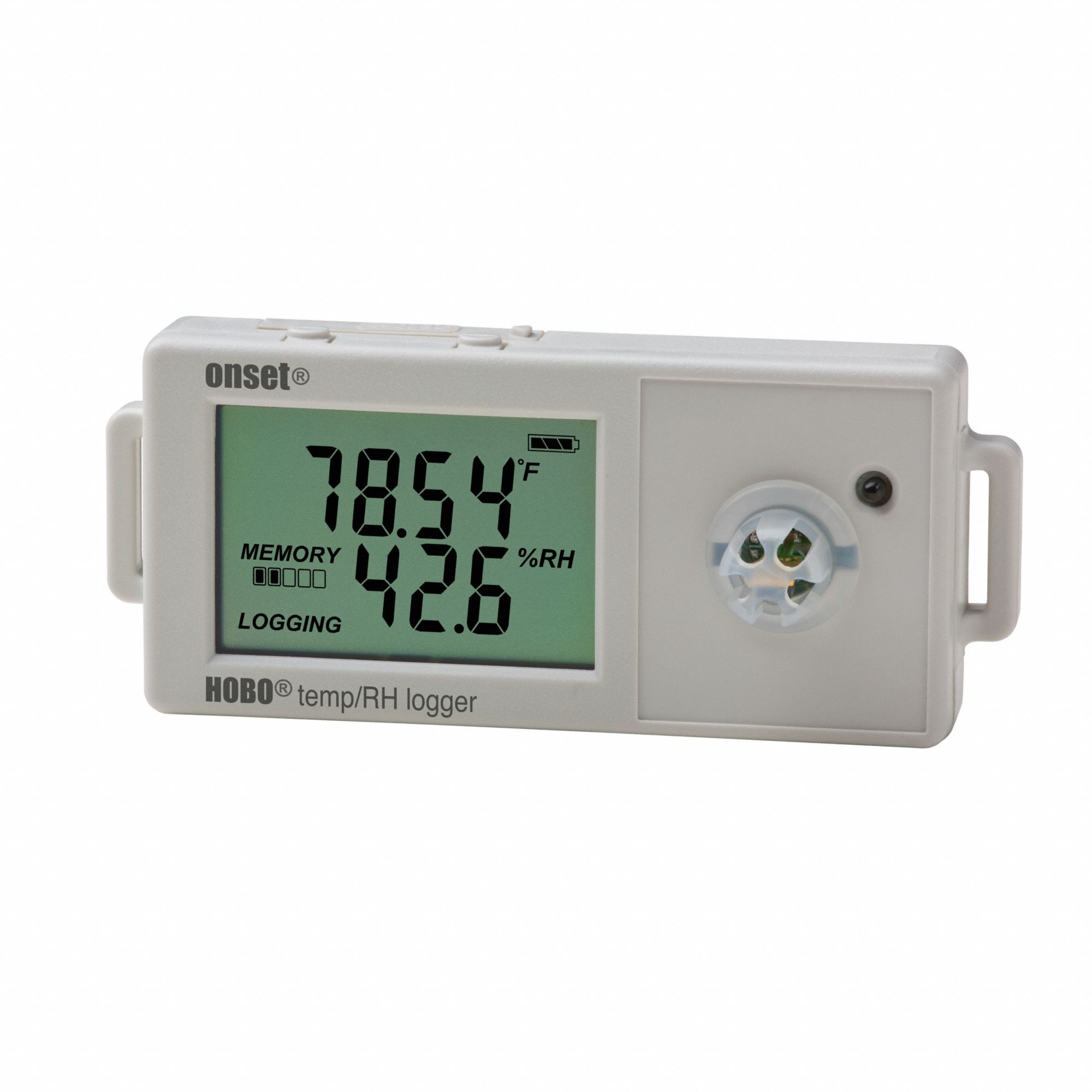 Data Logger: ±2.5% RH from 10% to 90% RH Accuracy, -4° to 158°F, 1 yr Battery Life, USB