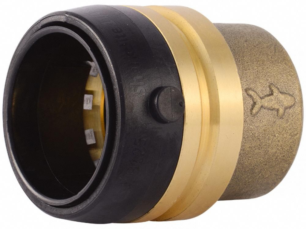 Push-Fit Fitting Caps and Plug: 1 1/4 in OD Size, Push-to-Connect, Brass, Coupling
