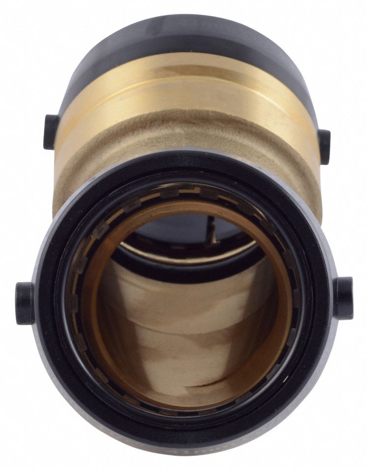 Push-Fit Elbow Fitting: 45° Elbow, 1 1/2 in OD x 1 1/2 in OD Size, Brass