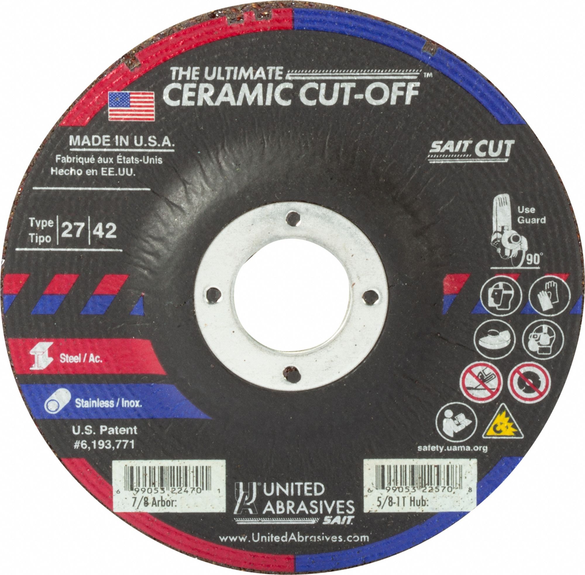 United Abrasives/SAIT 28013 7 By 1 By 1 A36X Bench Grinding Wheel Vitrified, 1-Pack