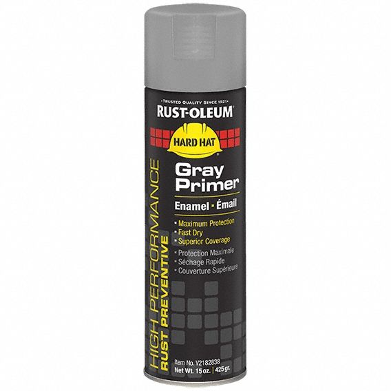 RUST PREVENTATIVE SPRAY PAINT PRIMER, EXTERIOR/INTERIOR, RUST PREVENTATIVE SPRAY PRIMER, AEROSOL, GREY, 15 OZ