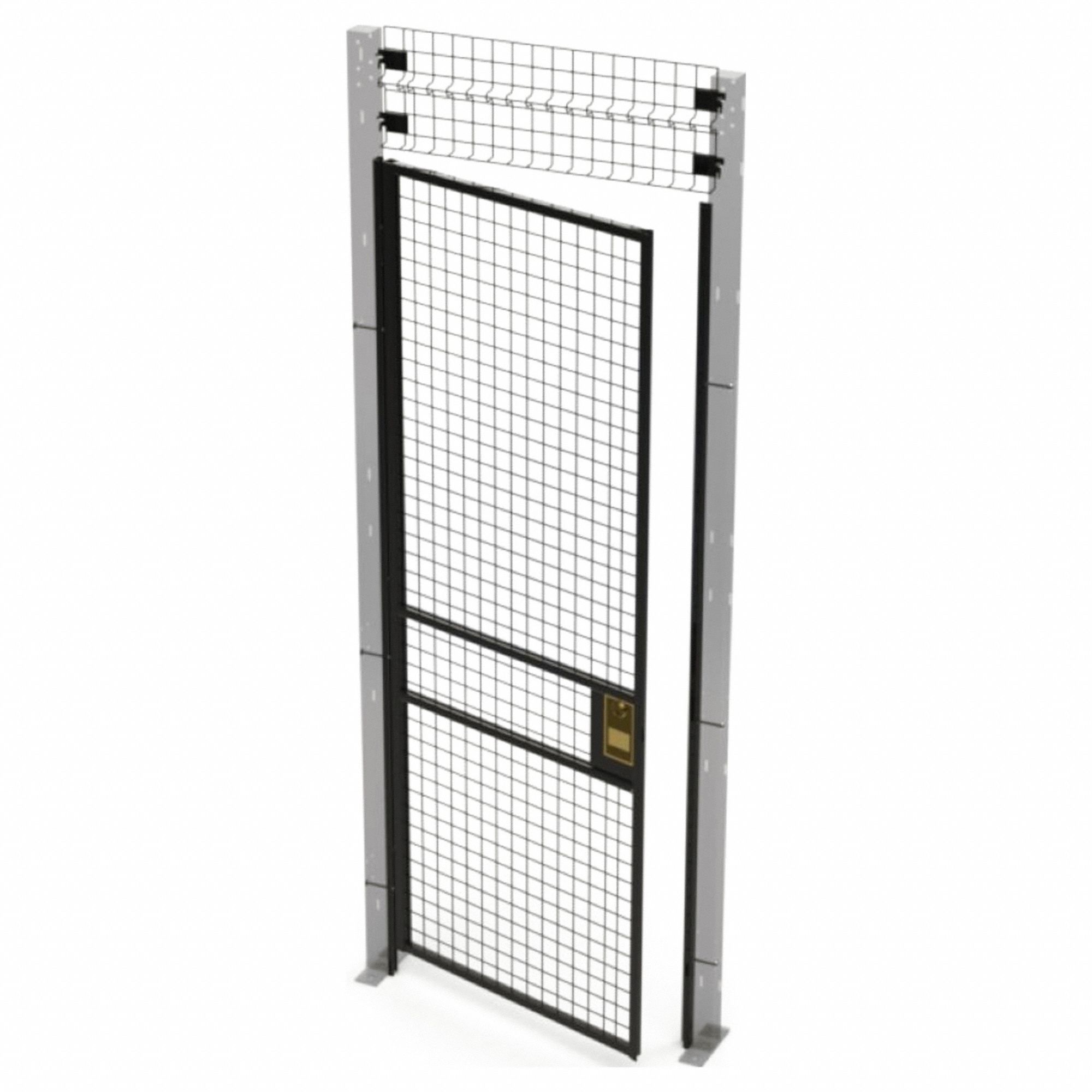 Swing Door: 8 ft H x 3 ft W x 1 3/4 in D, Black, Powder-Coated