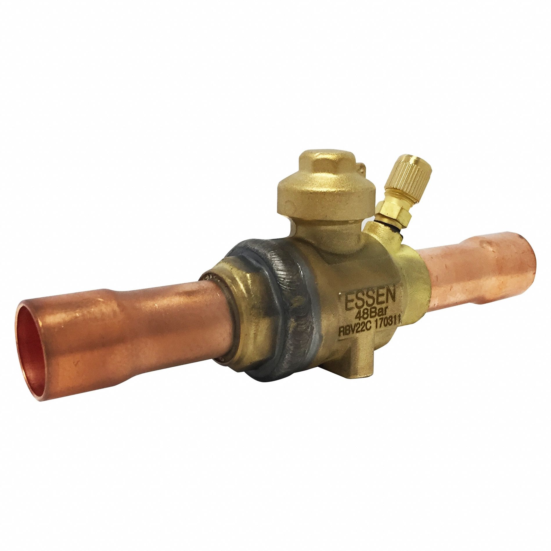 Refrigerant Ball Valve: 7/8 in Male Sweat, Access Port, 700 psi, Access Port