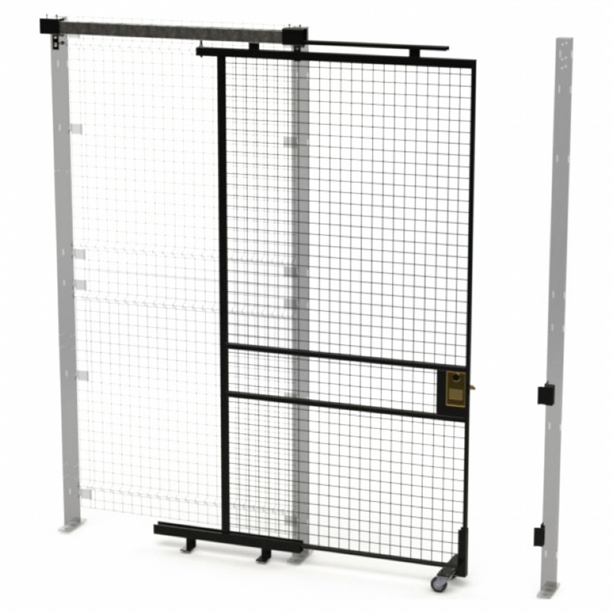 Tunnel Slide Door: 8 ft H x 4 ft W x 1 3/4 in D, Black, Powder-Coated
