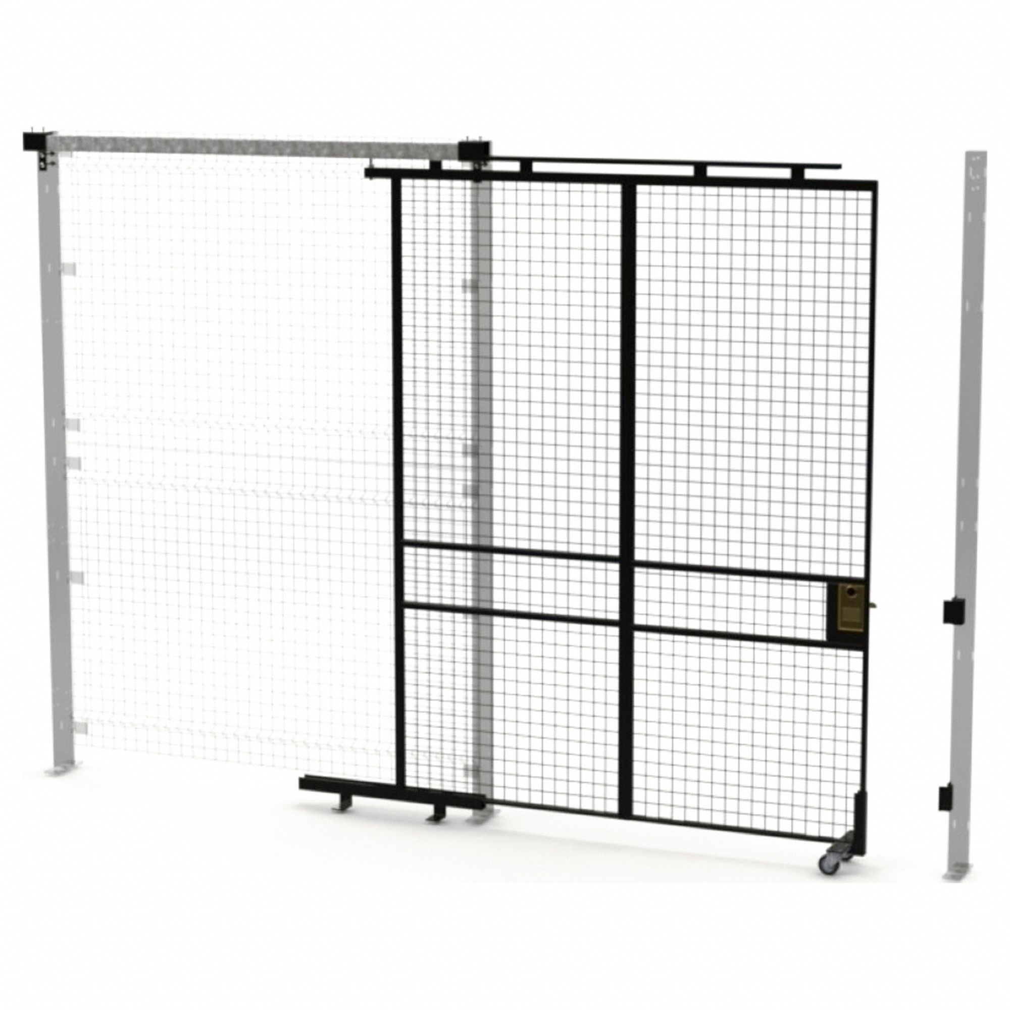 Tunnel Slide Door: 8 ft H x 6 ft W x 1 3/4 in D, Black, Powder-Coated