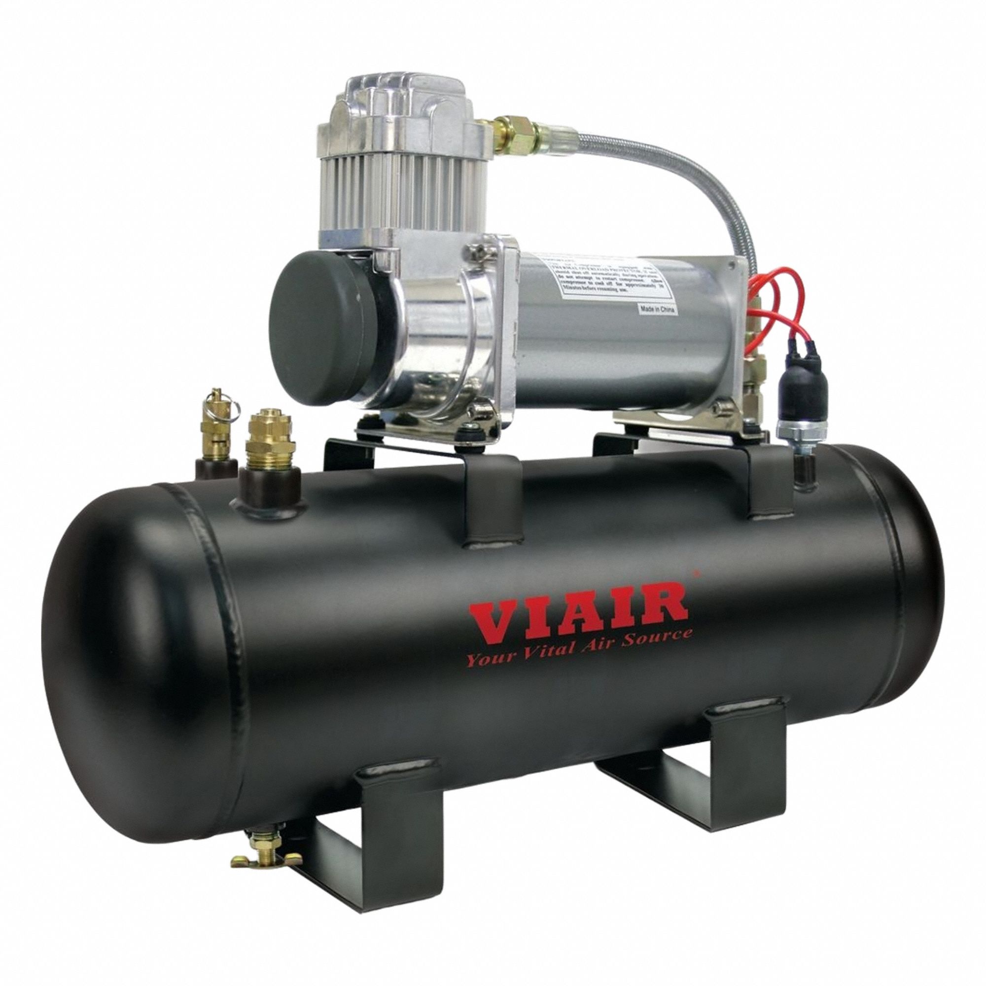 Portable Air Compressor: Quiet, Oil Free, 2 gal, Horizontal, 0.37 hp, 12V DC