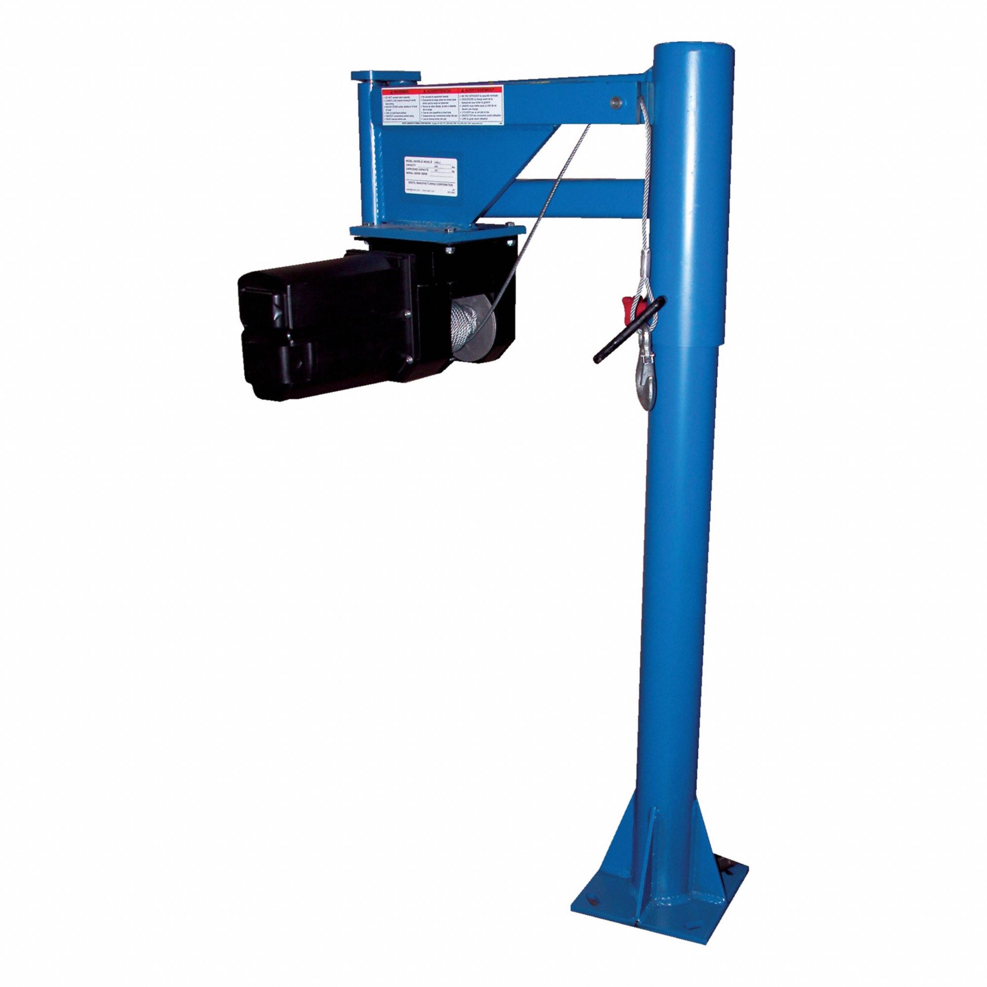 Davit Crane: Steel, Electric, 400 lb Max. Load Capacity, 3.3 ft to 3 ft, Pedestal