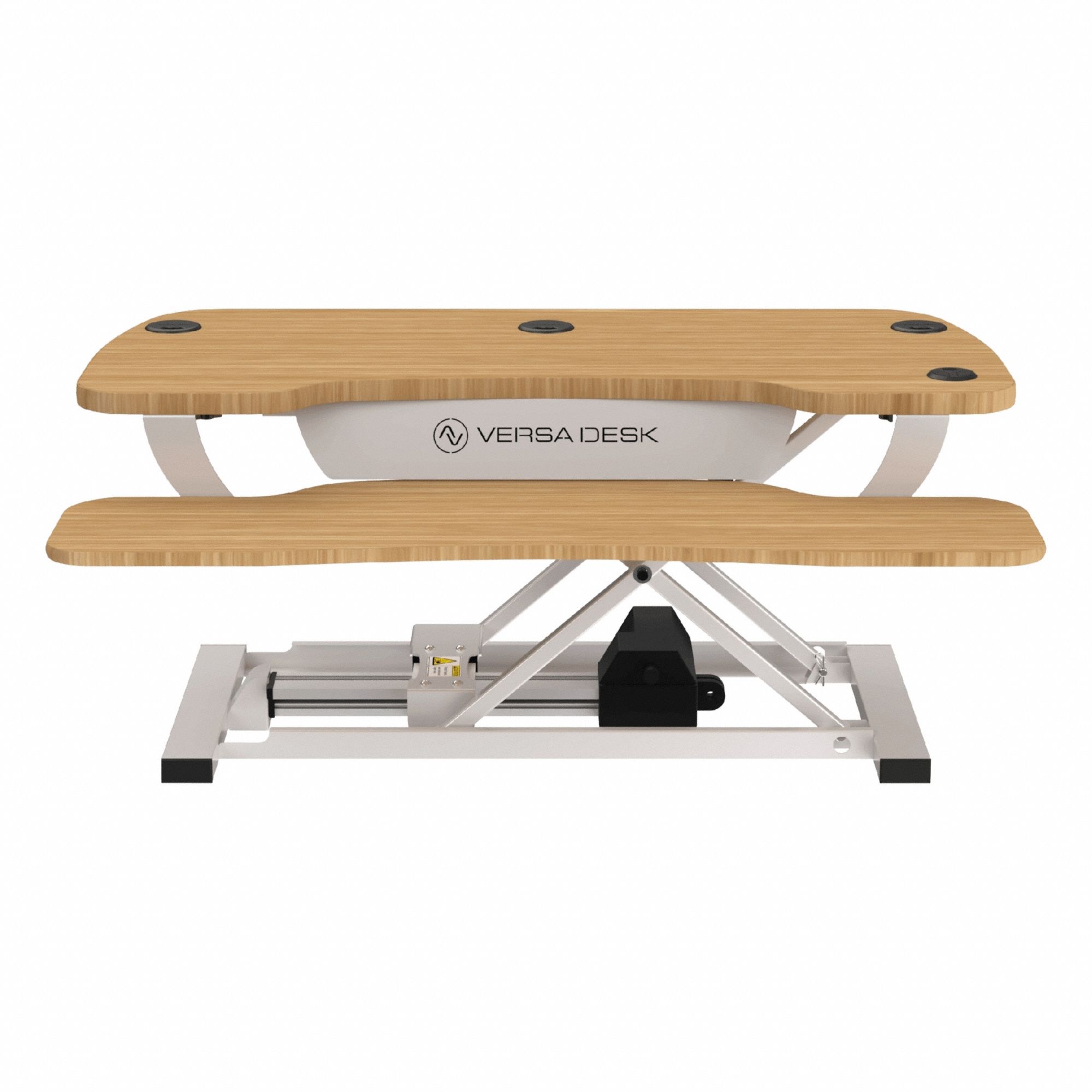 Standing Desk Converter: Electronic, Bamboo, Wood, 36 in Overall Wd, 24 in Overall Dp