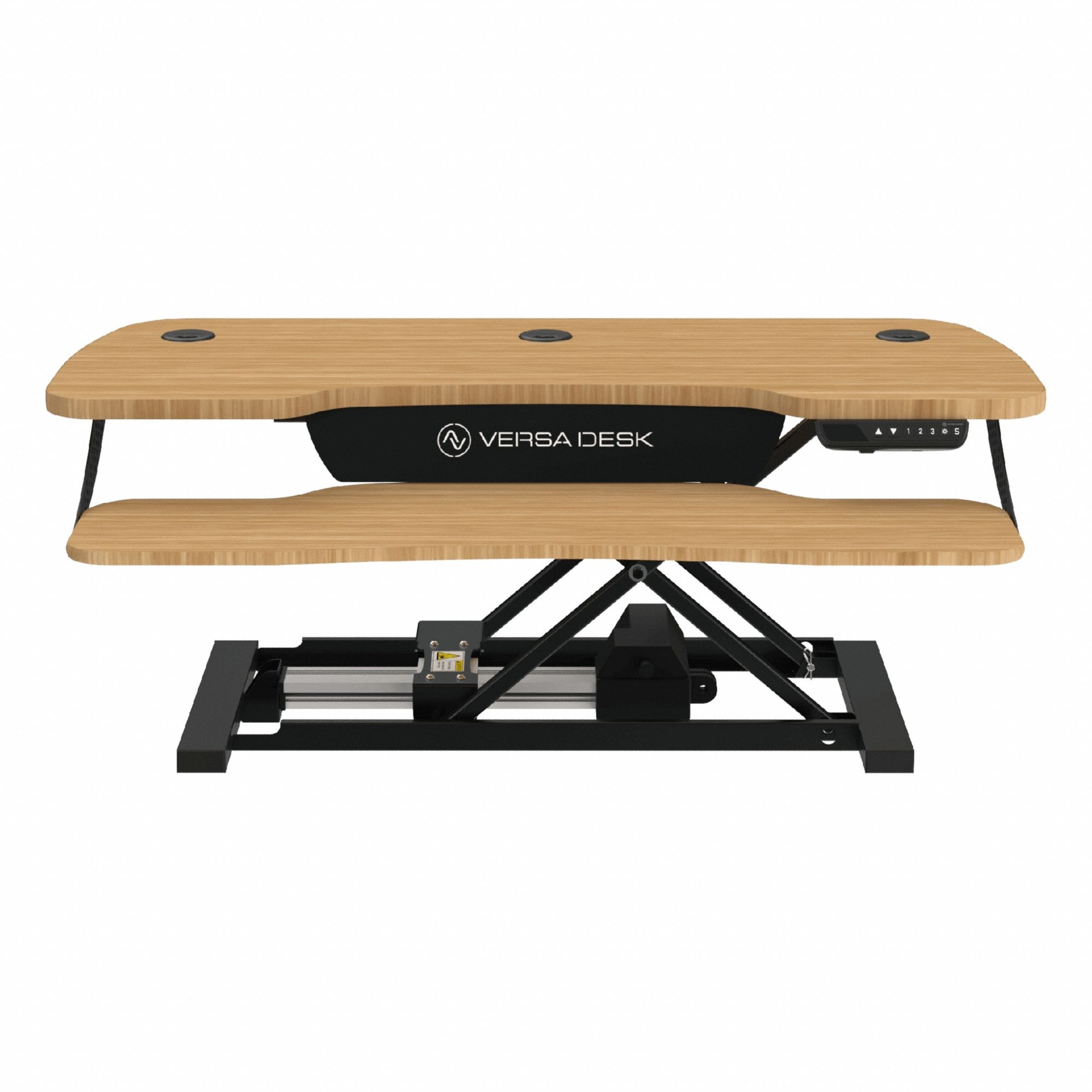 Standing Desk Converter: Electronic, Bamboo, Wood, 40 in Overall Wd, 24 in Overall Dp