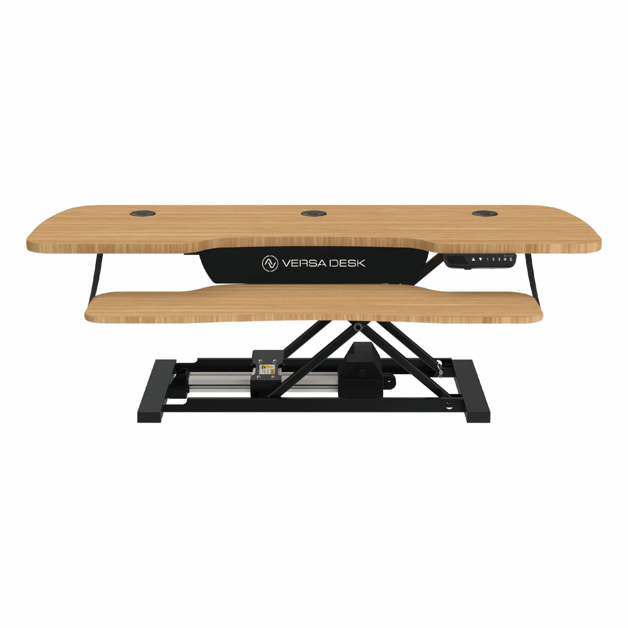 Standing Desk Converter: Electronic, Bamboo, Wood, 48 in Overall Wd, 24 in Overall Dp