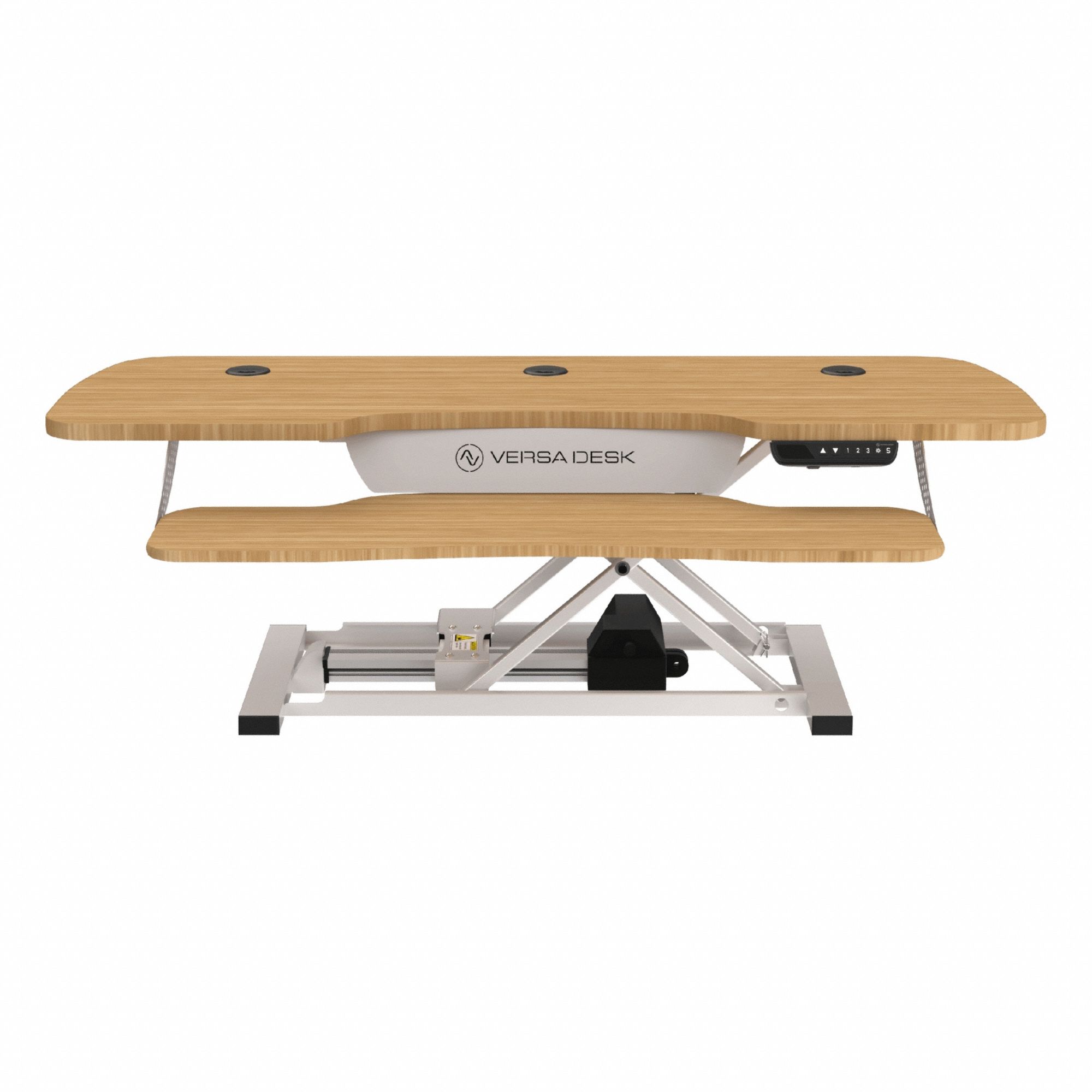 Standing Desk Converter: Electronic, Bamboo, Wood, 40 in Overall Wd, 24 in Overall Dp