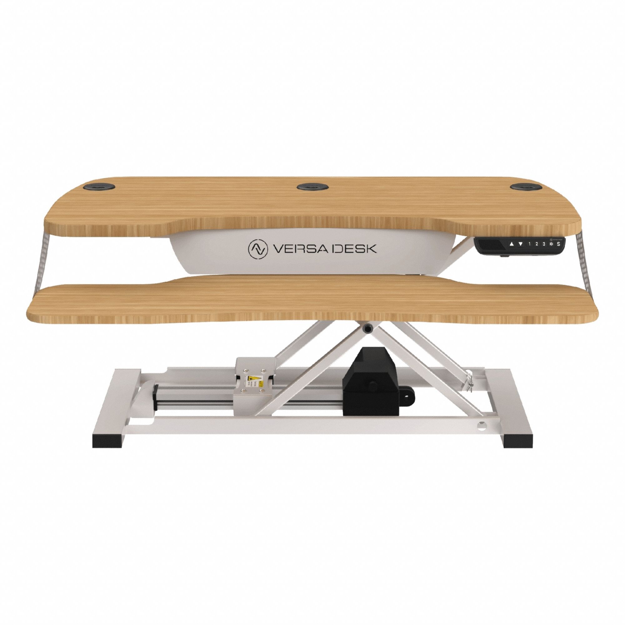 Standing Desk Converter: Electronic, Bamboo, Wood, 36 in Overall Wd, 24 in Overall Dp