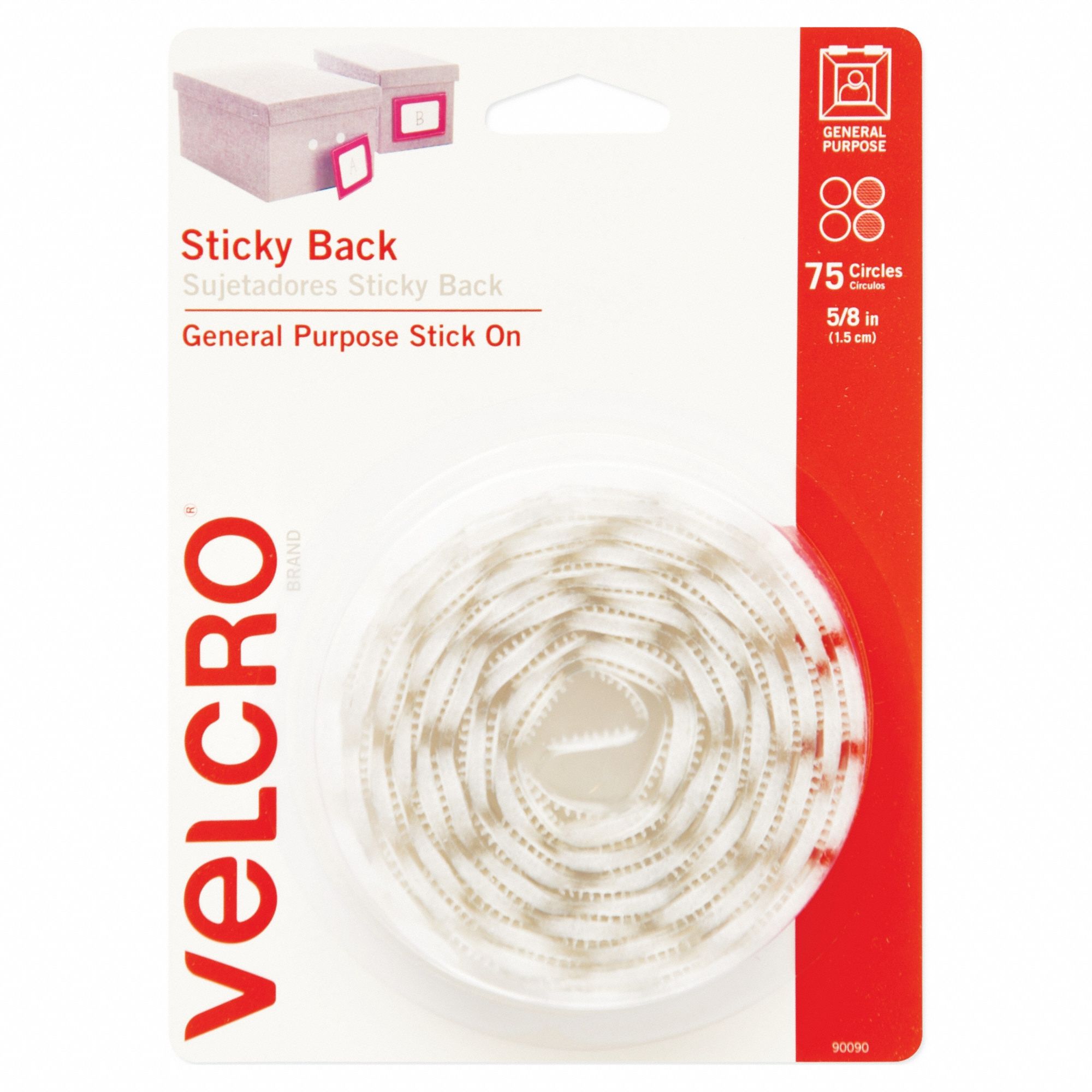 Velcro Industries 90090 Sticky-Back Hook and Loop Dot Fasteners with D