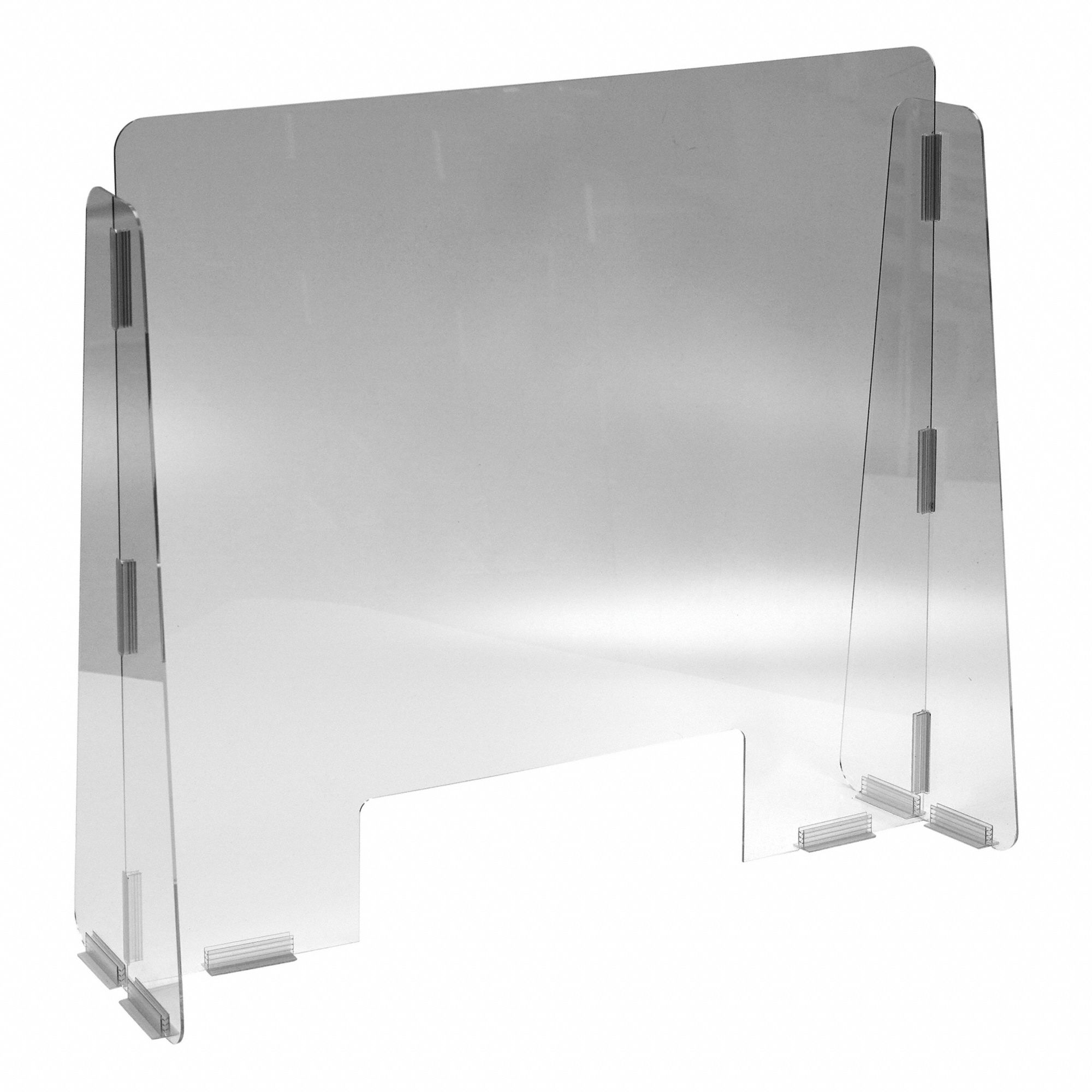 SNEEZE GUARD, CASHIER, MESSAGE, CLEAR, 9 LBS, 1/8 IN THICK, 15 X 5 IN PASS-THROUGH, 31 X 28 IN, PC
