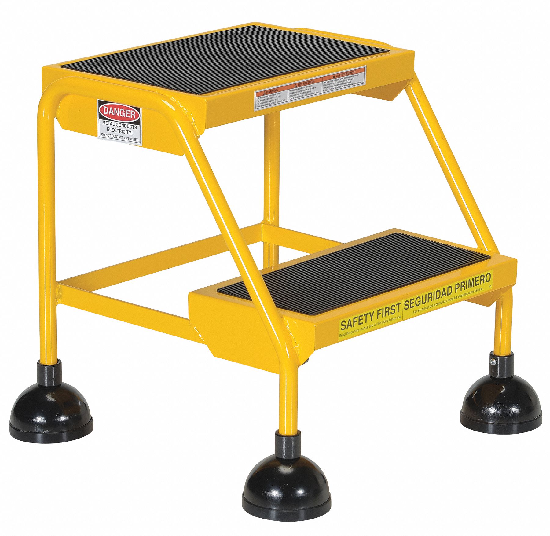 LADDER, 2-STEP/OSHA 1910.29/ANSI A14.7/STEP MAT, 21 1/8X18 1/2X20 1/4IN, YELLOW, STEEL/RUBBER