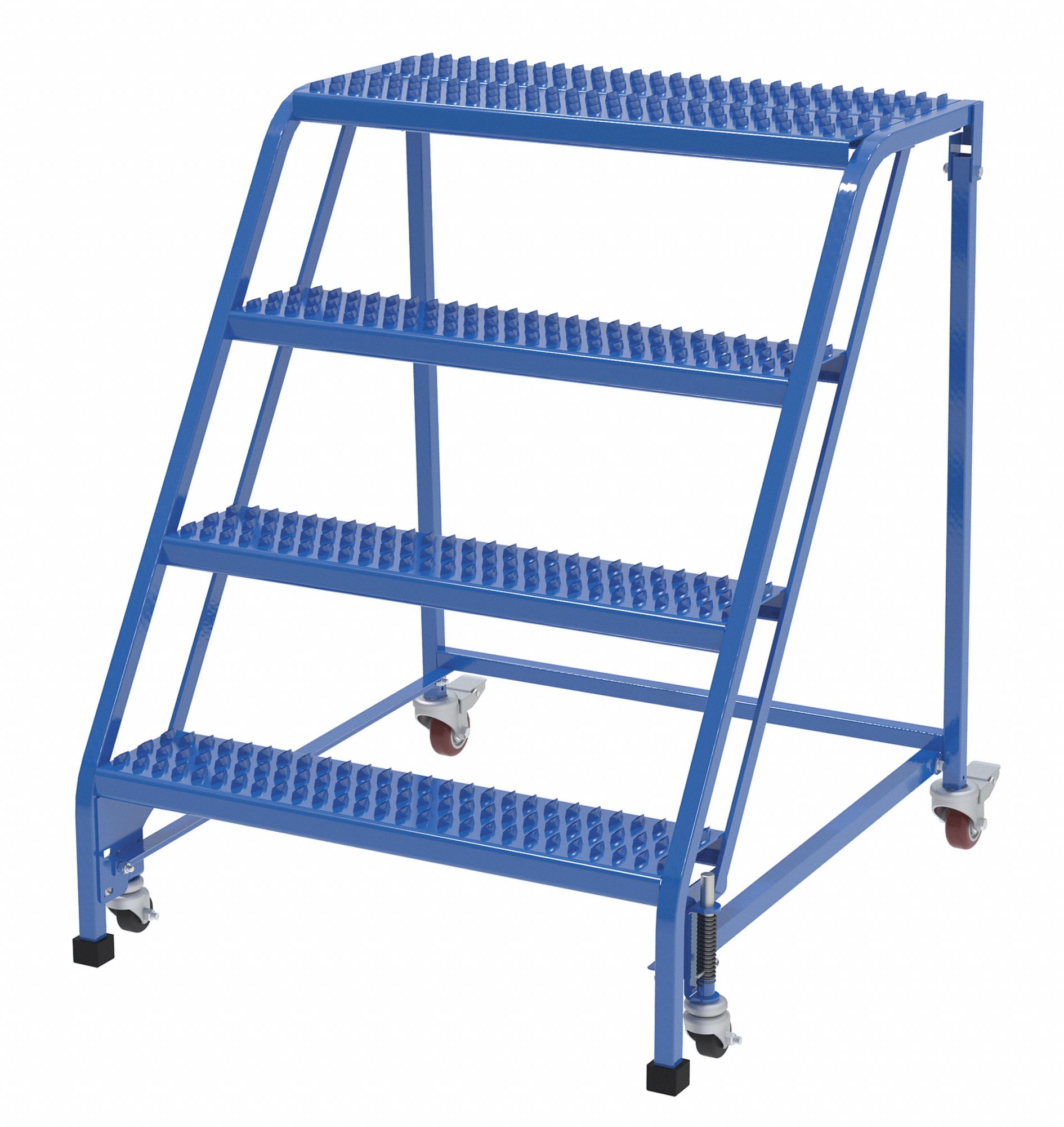 LADDER, ROLLING/4-STEP/OPEN GRIP/58 ° /350 LB LD CAP, 34-5/16X40X38-5/16 IN, BLUE, STEEL