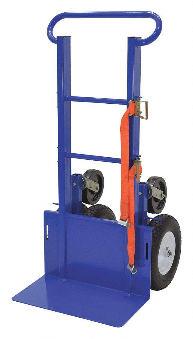 HAND TRUCK W STRAPS, CAP 550 LB, BLUE, NOSE PLATE 25 X 12 IN, 26 7/8 X 53 1/2 X 39 7/8 IN