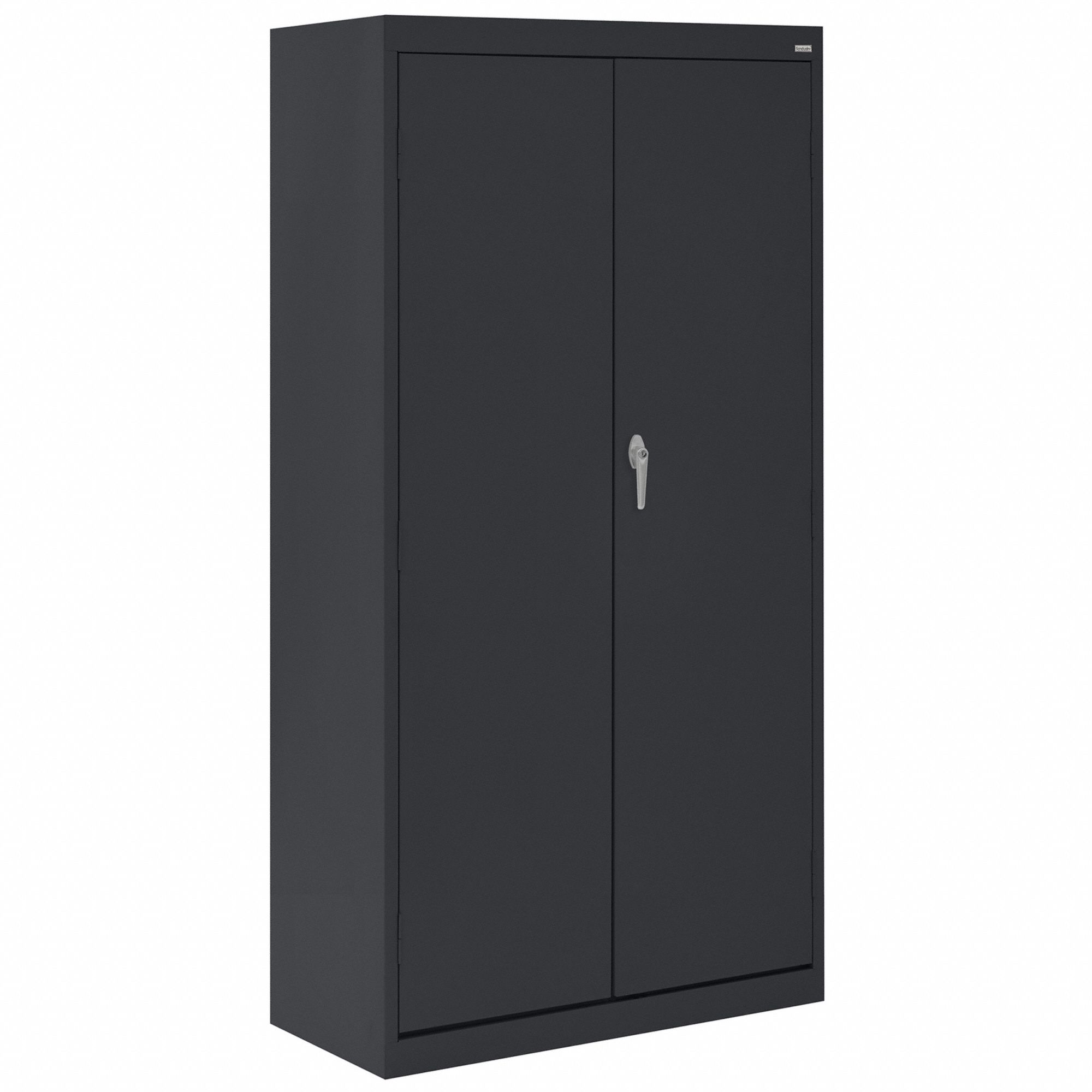 STORAGE CABINET, 30 IN X 18 IN X 72 IN, SWING HANDLE/KEYED, 24 GA PANEL THICK, FRAME, BLACK