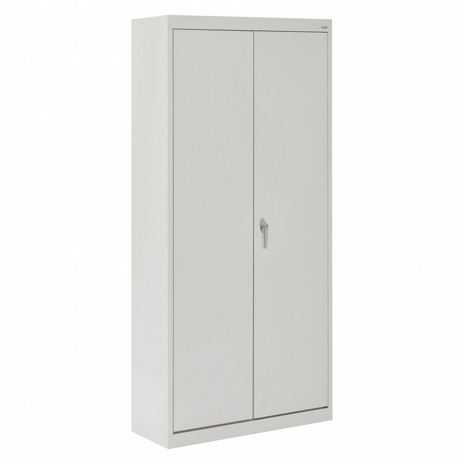 Shelf Cabinet: 36 in x 18 in x 72 in, Swing  Handle & Keyed, 24 ga Panel Thick, Frame, Gray