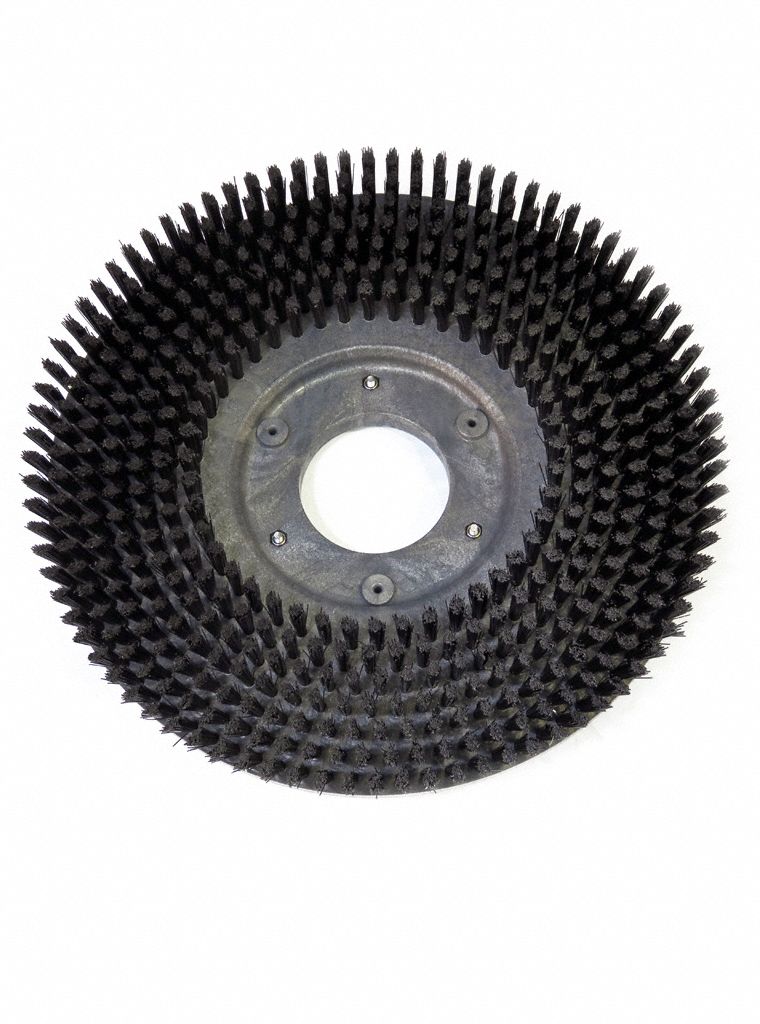 Rotary Brush: Round, 16 7/8 in Brush Dia, For Machine Size 17 in, Polypropylene, Black