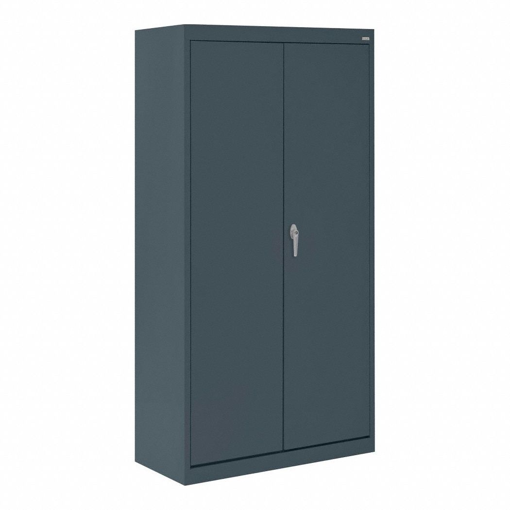 Shelf Cabinet: 30 in x 18 in x 66 in, Swing  Handle & Keyed, 24 ga Panel Thick, Frame