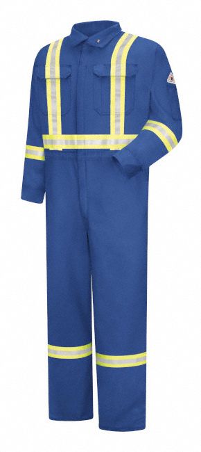 MEN'S COVERALLS, LN 46, BLUE, 7 OZ FABRIC, ZIPPER, HI-VIS, 8 POCKETS, MANDARIN COLLAR