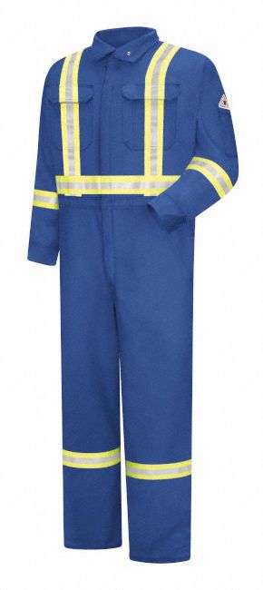 MEN'S COVERALLS, LN 52, BLUE, 7 OZ FABRIC, ZIPPER, HI-VIS, 8 POCKETS, MANDARIN COLLAR