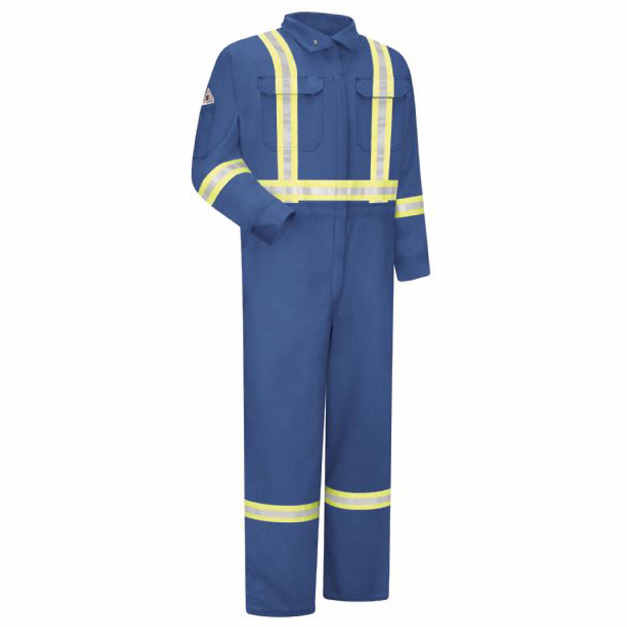 BULWARK COVERALL, FR, CONCEALED SNAP CUFF, ZIPPER, 6OZ, ROYAL BLUE