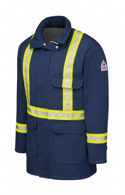 MEN'S FR 7 OZ PARKA NAVY BLUE WITH CSA STRIPING SIZE LARGE LONG