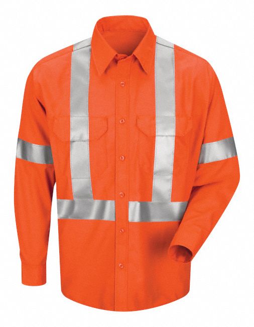 Red Kap Shirts: Men's SS14 OR High Visibility Orange Work Shirt