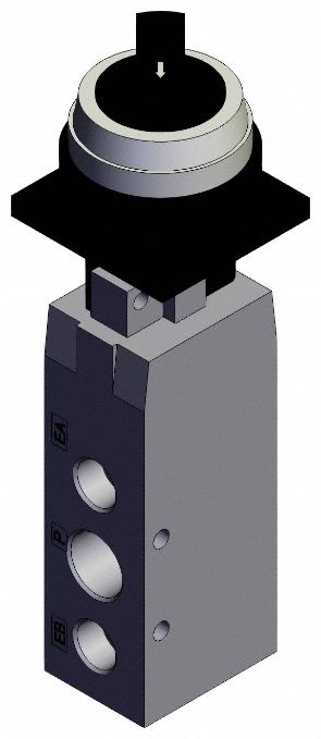 Shuttle Valve: VFM300 Series, 2 Position Twist Actuator, 5 Ports, 1/4 in NPT, Black Actuator