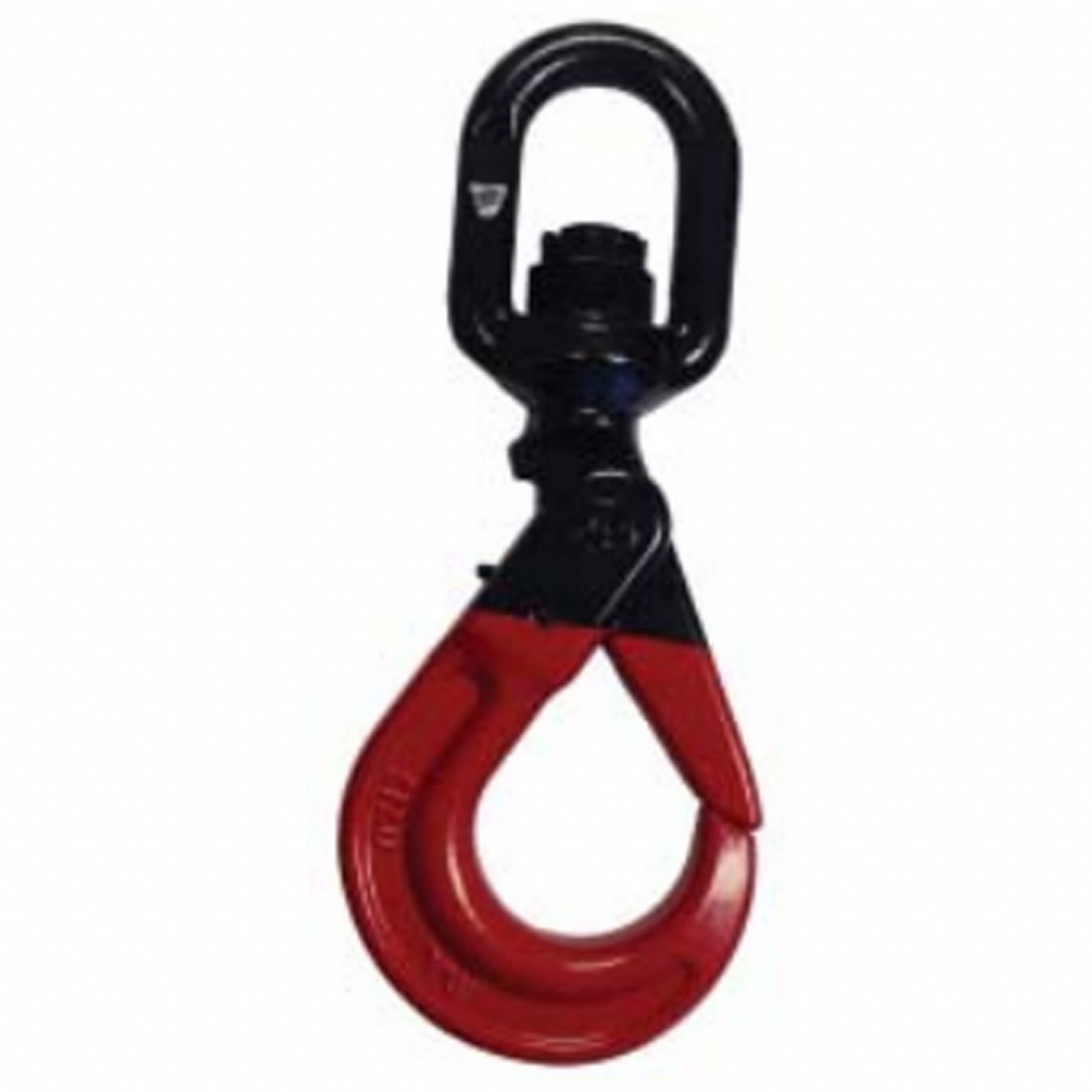SELF LOCKING SWIVEL HOOK, 3 25/64 IN W X 9 1/16 IN L, ALLOY STEEL, 4,500 LB LOAD LIMIT