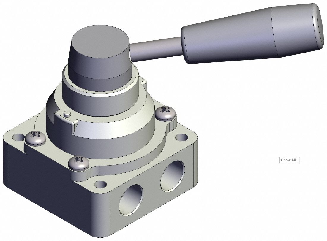 Hand Valve: VH Series, Lever Actuator, 1/4 in BSPP, Side-Ported Body, 1 MPa Op Pressure -  Max