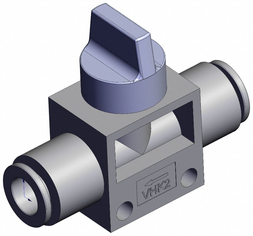 Finger valve: VHK Series, Knob Actuator, 2 Ports, 8 mm, Side-Ported Body, Gray Actuator