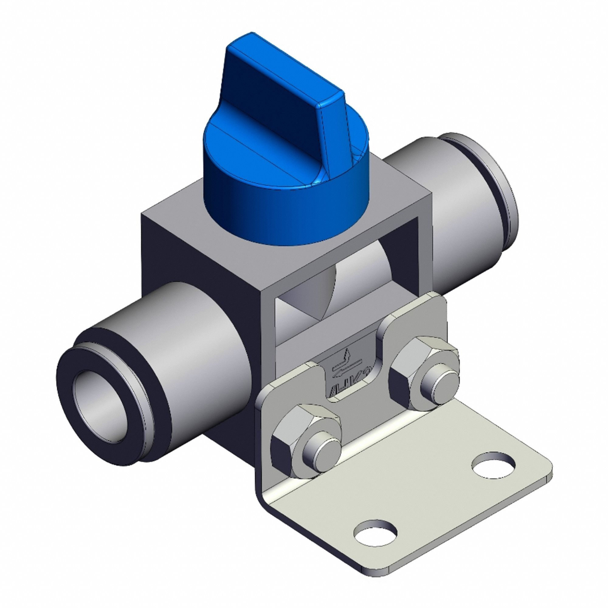 Finger Valve: VHK Series, Knob Actuator, 3 Ports, 8 mm, Side-Ported Body, Blue Actuator
