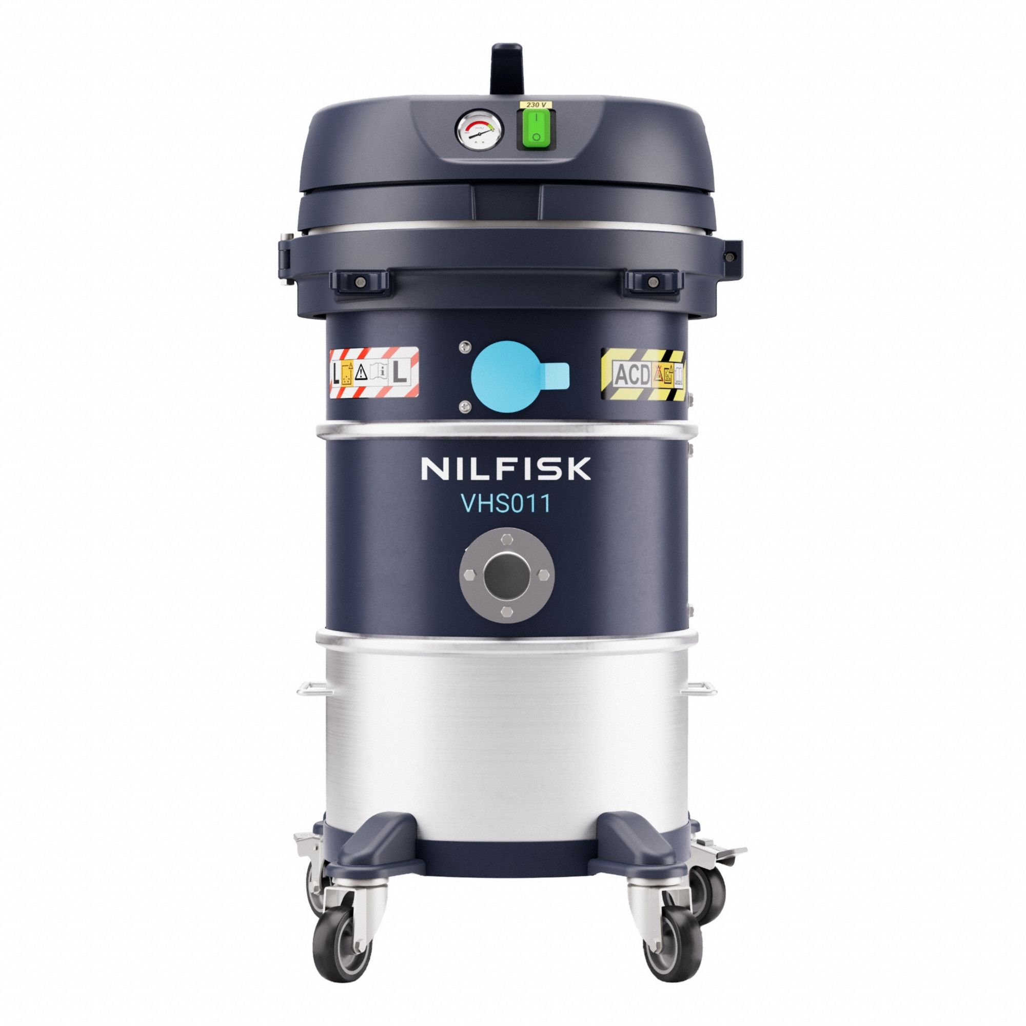 Industrial Vacuum: Dry, Not HEPA Rated, 4 gal Tank Size, Stainless Steel, 1 1/2 in Hose Dia